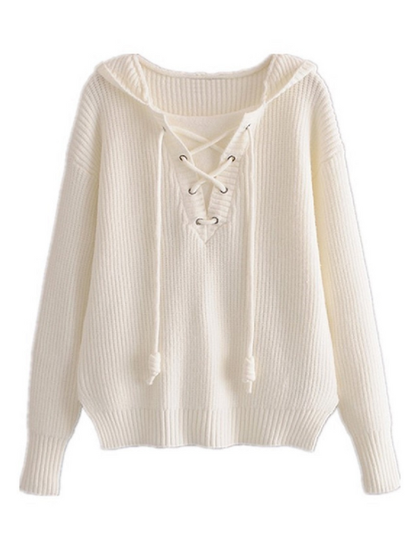 'Elina' Lace-up Hooded Sweater