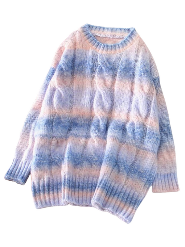 'Connie' Tie-dye Cable-knit Sweater (2 Colors)