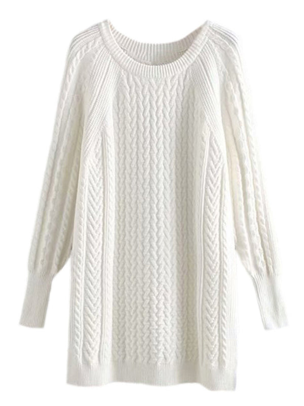 'Cayla' Crewneck Cable Knit Sweater Dress