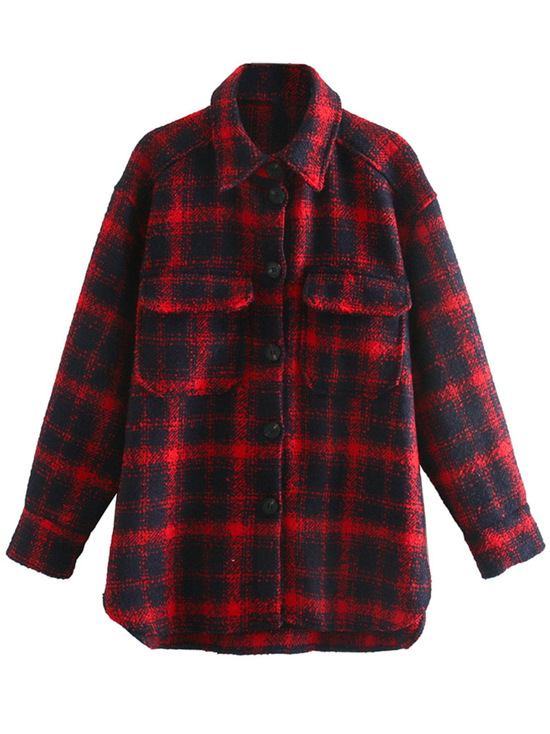 'Cindy' Thick Plaid Shirt with Pockets  (2 Colors)