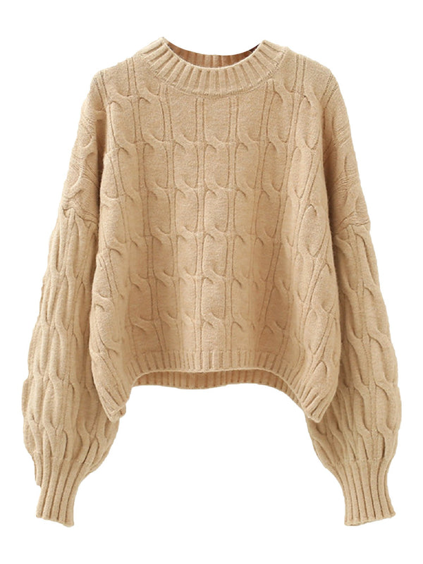 'Christy' Crew Neck Cable Knit Sweater (5 Colors)