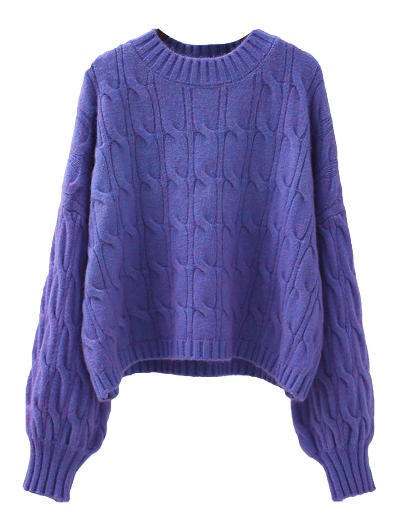 'Christy' Crew Neck Cable Knit Sweater (5 Colors)