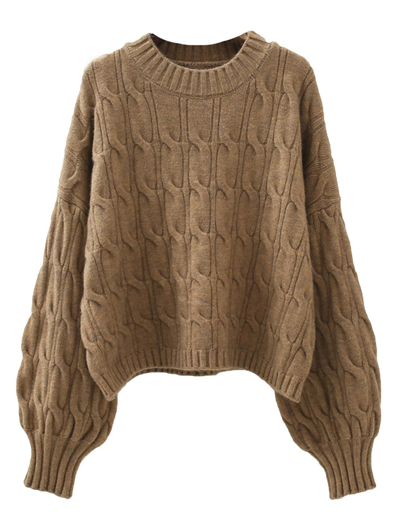 'Christy' Crew Neck Cable Knit Sweater (5 Colors)