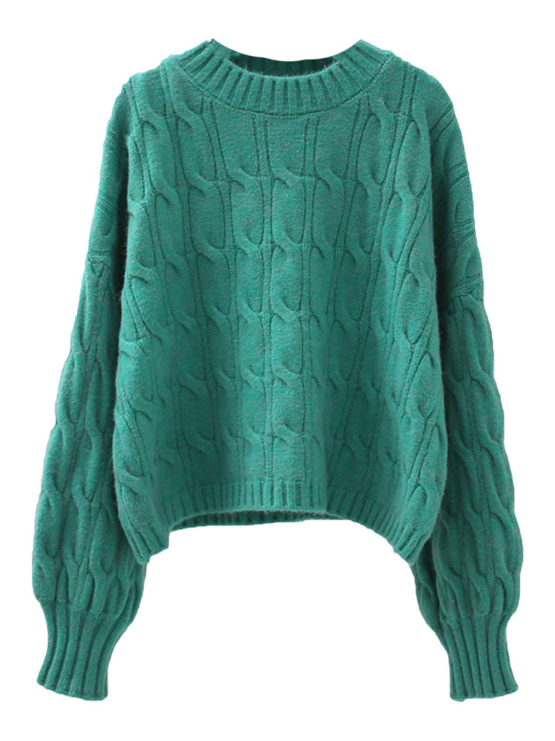 'Christy' Crew Neck Cable Knit Sweater (5 Colors)