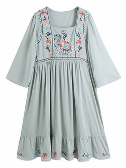 'Michelle' Embroidered Midi Dress