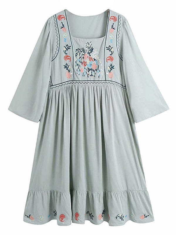'Michelle' Embroidered Midi Dress