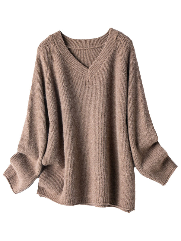 'Cheryl' V-neck Ribbed Sweater (3 Colors)