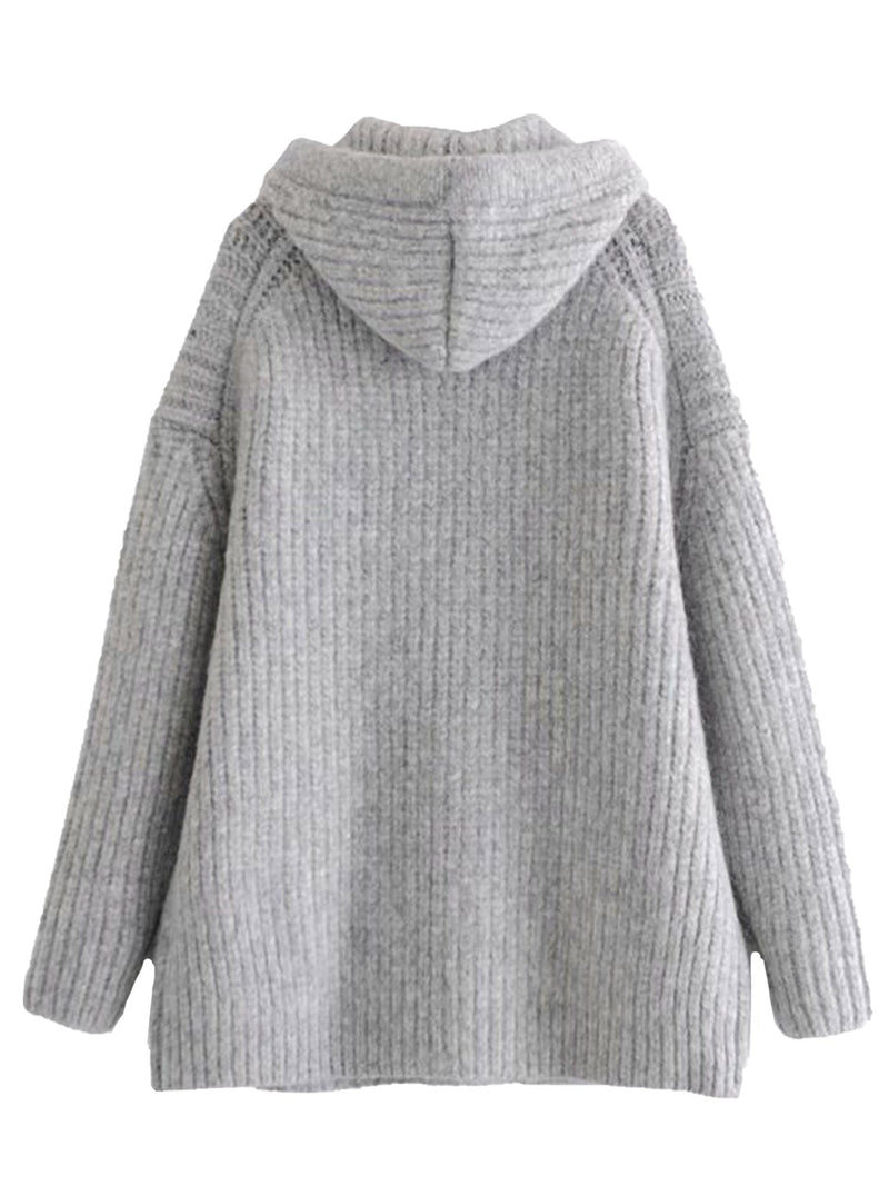 'Melissa' Grey Hooded Sweater Dress with Pocket